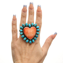 Carica l'immagine nel visualizzatore di Gallery, Federico Jimenez Spiny Oyster Heart Turquoise Ring