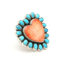 Carica l'immagine nel visualizzatore di Gallery, Federico Jimenez Spiny Oyster Heart Turquoise Ring