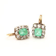 Laden Sie das Bild in den Galerie-Viewer, LAYAWAY FOR K*** 14k Rose Cut Diamond Emerald Earrings