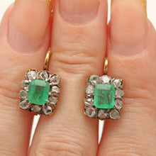 Laden Sie das Bild in den Galerie-Viewer, LAYAWAY FOR K*** 14k Rose Cut Diamond Emerald Earrings
