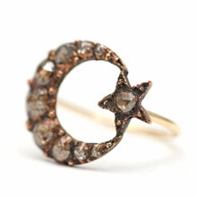 Laden Sie das Bild in den Galerie-Viewer, 15K Rose Cut Diamond Celestial Conversion Ring