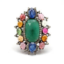 Laden Sie das Bild in den Galerie-Viewer, Sterling Emerald Tourmaline Ring