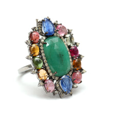 Laden Sie das Bild in den Galerie-Viewer, Sterling Emerald Tourmaline Ring