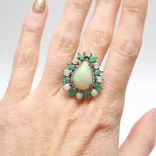 Laden Sie das Bild in den Galerie-Viewer, Sterling Diamond Opal Emerald Ring