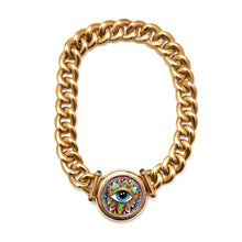 將圖片載入圖庫檢視器 14k Oversized Italian Chain w/ Enamel Evil Eye