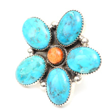 Laden Sie das Bild in den Galerie-Viewer, Large Turquoise Daisy Ring