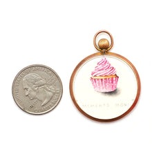 將圖片載入圖庫檢視器 9k Double-Sided "Dessert First" Photo Locket W/ Original Watercolor Micro-painting