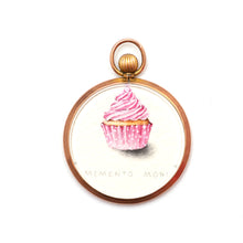 將圖片載入圖庫檢視器 9k Double-Sided "Dessert First" Photo Locket W/ Original Watercolor Micro-painting