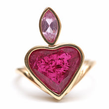 Laden Sie das Bild in den Galerie-Viewer, 14k Pink Tourmaline Flaming Heart Ring