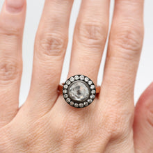 Laden Sie das Bild in den Galerie-Viewer, Giant Rose Cut Diamond Ring with Halo