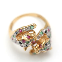 画像をギャラリービューアに読み込む, SOLD TO A***14k Multigem Double Leopard Ring