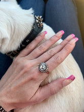 Laden Sie das Bild in den Galerie-Viewer, Giant Rose Cut Diamond Ring with Halo