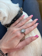 Laden Sie das Bild in den Galerie-Viewer, Giant Rose Cut Diamond Ring with Halo