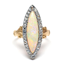 Charger l'image dans la galerie, 18k Diamond Opal Navette Ring