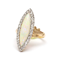 Charger l'image dans la galerie, 18k Diamond Opal Navette Ring