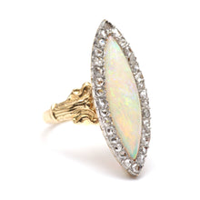 Charger l'image dans la galerie, 18k Diamond Opal Navette Ring