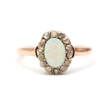 Charger l'image dans la galerie, 14k Victorian Opal Diamond Halo Ring- Oval