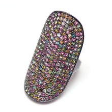 Laden Sie das Bild in den Galerie-Viewer, Rainbow Tourmaline Shield Ring