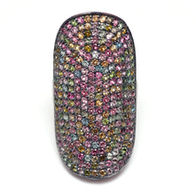 Laden Sie das Bild in den Galerie-Viewer, Rainbow Tourmaline Shield Ring