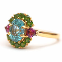 Laden Sie das Bild in den Galerie-Viewer, Blue Green Pink Heart Ring
