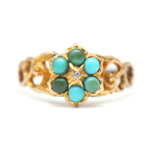 Laden Sie das Bild in den Galerie-Viewer, 14k Victorian Turquoise Forget Me Not Ring