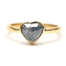 將圖片載入圖庫檢視器 14k Black Diamond Heart Ring 1.1ct