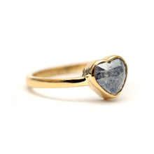 將圖片載入圖庫檢視器 14k Black Diamond Heart Ring 1.1ct