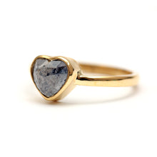 將圖片載入圖庫檢視器 14k Black Diamond Heart Ring 1.1ct