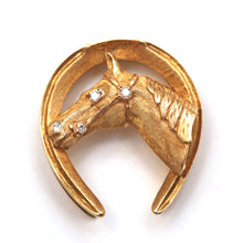 將圖片載入圖庫檢視器 Giant 14k Diamond Equestrian Pendant