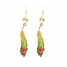 画像をギャラリービューアに読み込む, SOLD TO A***14k Enamel Peacock Feather Earrings