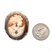 將圖片載入圖庫檢視器 14k Giant Diamond Cameo Brooch