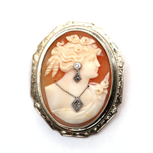 將圖片載入圖庫檢視器 14k Giant Diamond Cameo Brooch