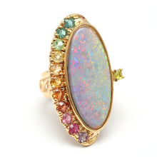 將圖片載入圖庫檢視器 14k Lightning Ridge Rainbow Ring