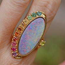 將圖片載入圖庫檢視器 14k Lightning Ridge Rainbow Ring