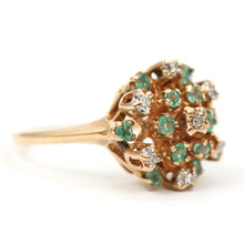 將圖片載入圖庫檢視器 10k Emerald Diamond Starburst Ring