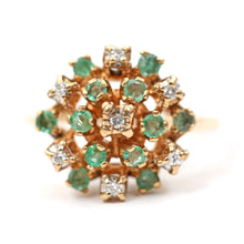 將圖片載入圖庫檢視器 10k Emerald Diamond Starburst Ring