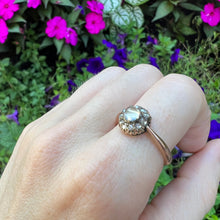 Load image into Gallery viewer, 9k Victorian Diamond Moonstone Bullet Ring