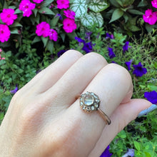 Load image into Gallery viewer, 9k Victorian Diamond Moonstone Bullet Ring