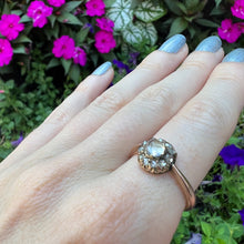 Load image into Gallery viewer, 9k Victorian Diamond Moonstone Bullet Ring