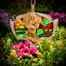 將圖片載入圖庫檢視器 14k/18K Plique-à-Jour Art Nouveau Pendant