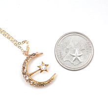 將圖片載入圖庫檢視器 18k Diamond Moon and Star Pendant