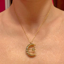 將圖片載入圖庫檢視器 18k Diamond Moon and Star Pendant