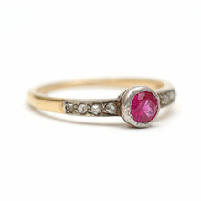 將圖片載入圖庫檢視器 14k Rose Cut Diamond and Pink Sapphire Ring
