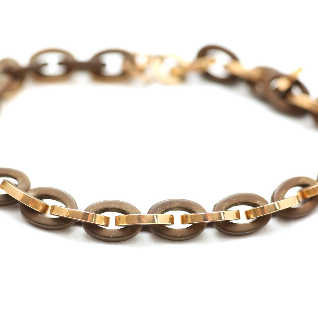 18k Wood Chain Link Bracelet