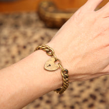 Load image into Gallery viewer, Antique Chain Bracelet with Heart Shaped Padlock Clasp
