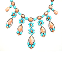 Laden Sie das Bild in den Galerie-Viewer, Turquoise Coral Diamond Festoon Necklace
