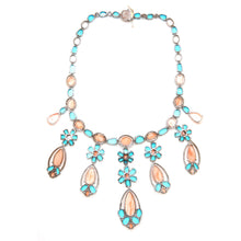 Laden Sie das Bild in den Galerie-Viewer, Turquoise Coral Diamond Festoon Necklace
