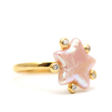 將圖片載入圖庫檢視器 14k Diamond Pink Pearl Star Ring

