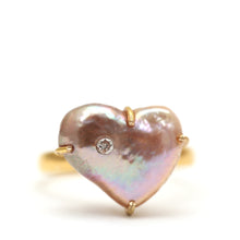 將圖片載入圖庫檢視器 14k Diamond Pink Pearl Heart Ring
