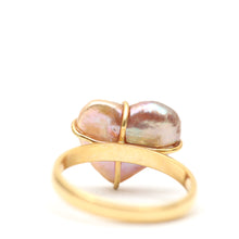 將圖片載入圖庫檢視器 14k Diamond Pink Pearl Heart Ring
